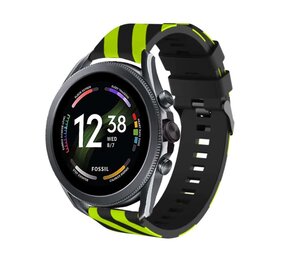 Strap-it® Fossil Gen 6 - 44mm gestreept siliconen bandje (zwart/geel)