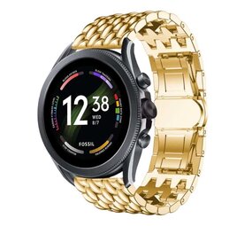 Strap-it® Fossil Gen 6 - 44mm stalen draak band (goud)