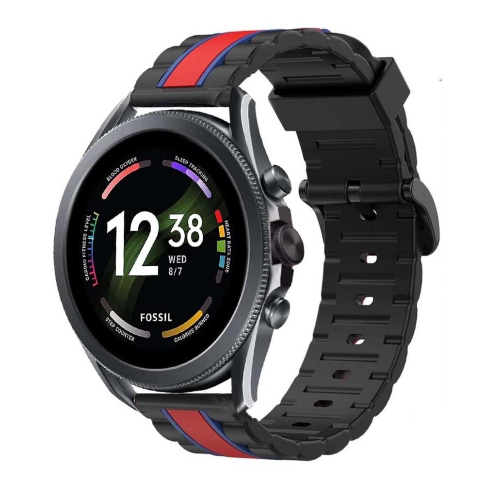 Strap-it® Strap-it Fossil Gen 6 - 44mm Special Edition band (zwart/rood)