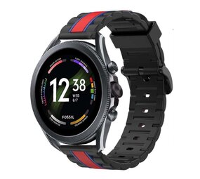 Strap-it® Fossil Gen 6 - 44mm Special Edition band (zwart/rood)