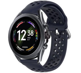 Strap-it® Fossil Gen 6 - 44mm siliconen bandje met gaatjes (donkerblauw)
