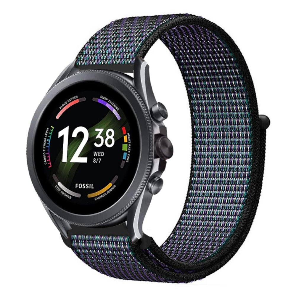 Strap-it® Strap-it Fossil Gen 6 - 44mm nylon band (zwart/blauw)