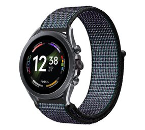 Strap-it® Fossil Gen 6 - 44mm nylon band (zwart/blauw)