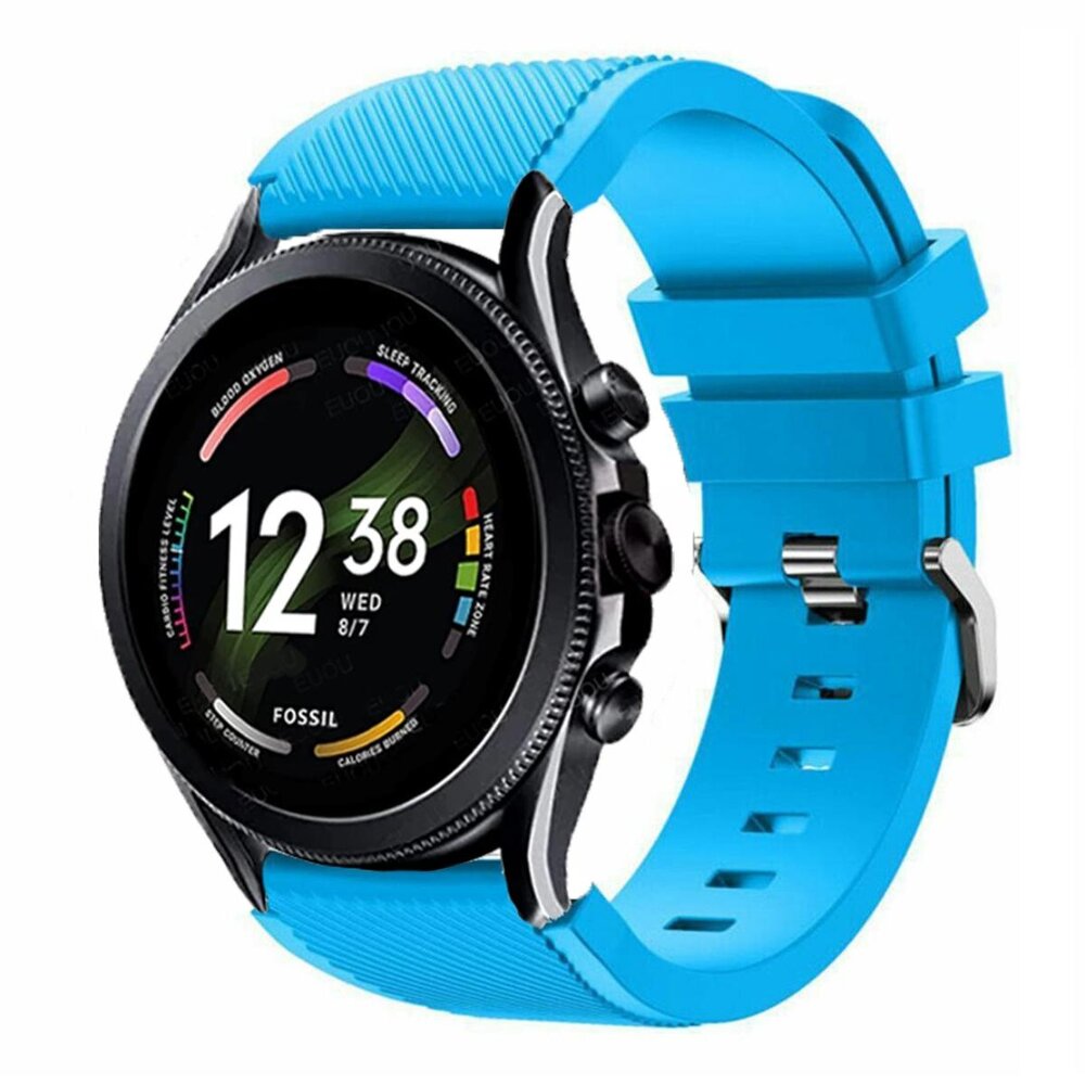 Strap-it® Strap-it Fossil Gen 6 - 44mm siliconen bandje (lichtblauw)