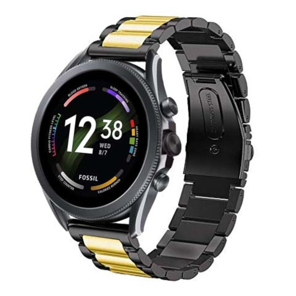 Strap-it® Strap-it Fossil Gen 6 - 44mm stalen band (zwart/goud)