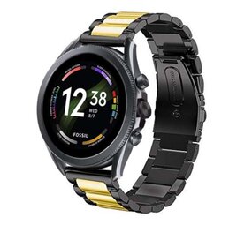 Strap-it® Fossil Gen 6 - 44mm stalen band (zwart/goud)