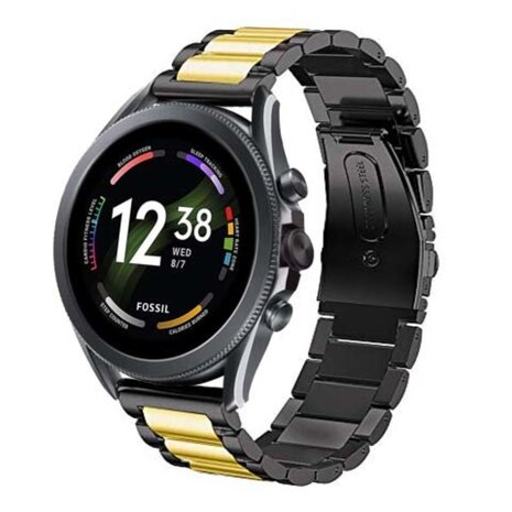 Strap-it® Strap-it Fossil Gen 6 - 44mm stalen band (zwart/goud)
