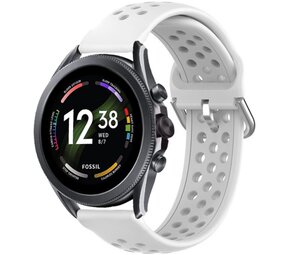 Strap-it® Fossil Gen 6 - 44mm siliconen bandje met gaatjes (wit)