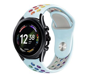 Strap-it® Fossil Gen 6 - 44mm sport band (lichtblauw kleurrijk)