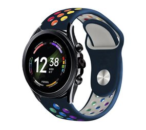 Strap-it® Fossil Gen 6 - 44mm sport band (donkerblauw kleurrijk)