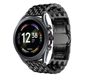 Strap-it® Fossil Gen 6 - 44mm stalen draak band (zwart)