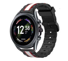 Strap-it® Fossil Gen 6 - 44mm Special Edition band (zwart/wit) Strap-it® Fossil Gen 6 - 44mm Special Edition band (zwart/wit)