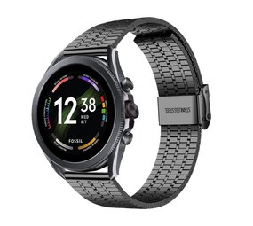 Strap-it® Fossil Gen 6 - 44mm roestvrij stalen band (zwart)