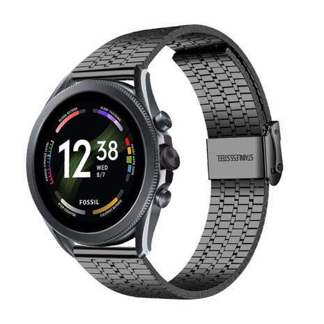 Strap-it® Strap-it Fossil Gen 6 - 44mm roestvrij stalen band (zwart)