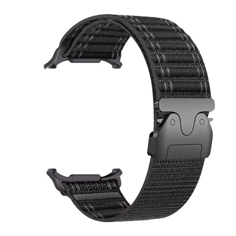 Strap-it® Strap-it Samsung Galaxy Watch Ultra Wave nylon band met P-buckle (zwart)