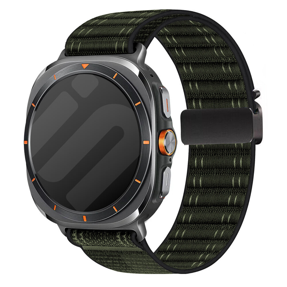 Strap-it® Strap-it Samsung Galaxy Watch Ultra Wave nylon band met P-buckle (groen)