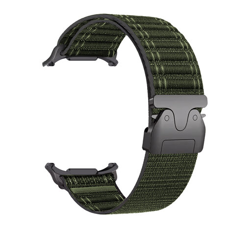Strap-it® Strap-it Samsung Galaxy Watch Ultra Wave nylon band met P-buckle (groen)