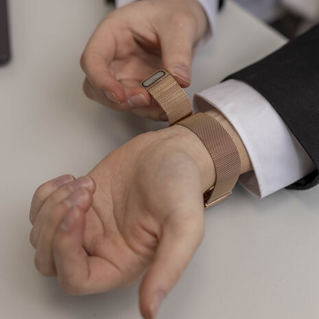 Strap-it® Strap-it Garmin Instinct E - 45mm Milanese band (rosé goud)