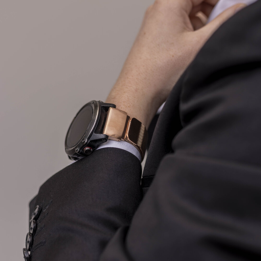 Strap-it® Strap-it Garmin Instinct E - 45mm Milanese band (rosé goud)