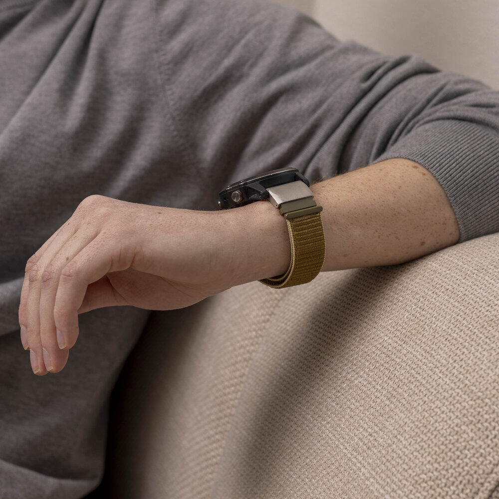 Strap-it® Strap-it Garmin Fenix 5x / 6x nylon band (olijfgroen)