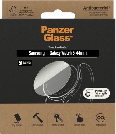 PanzerGlass PanzerGlass Samsung Galaxy Watch 5 44mm Antibacteriële Screenprotector PanzerGlass PanzerGlass Samsung Galaxy Watch 5 44mm Antibacteriële Screenprotector