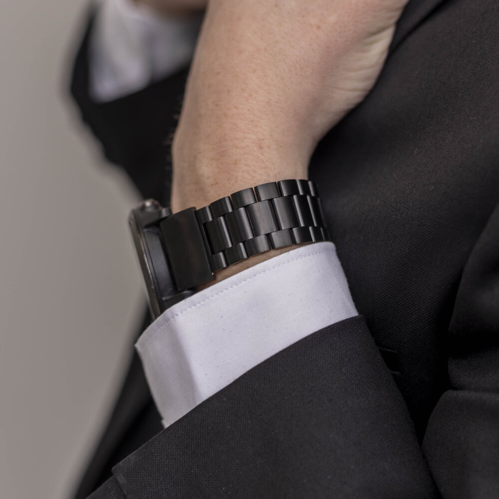 Bandz Bandz Garmin Fenix 7x stalen band 'Classic' (zwart)