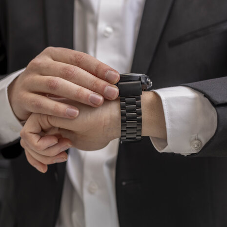 Strap-it® Bandz Garmin Fenix 8 - 47mm stalen band 'Classic' (zwart)