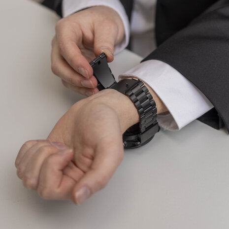 Strap-it® Bandz Garmin Fenix E stalen band 'Classic' (zwart)