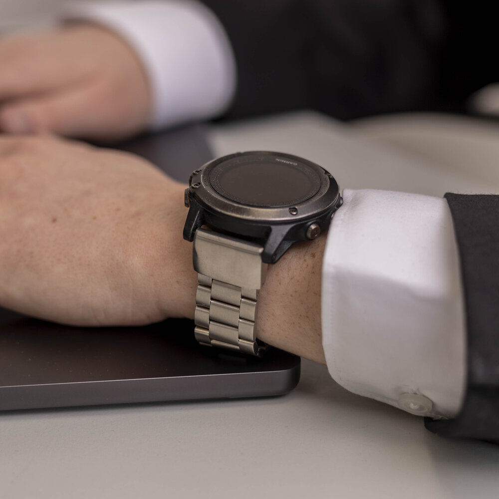 Strap-it® Strap-it Garmin Instinct E - 45mm stalen band (zilver)