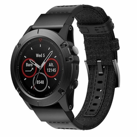 Strap-it® Strap-it Garmin Tactix 8 - 47mm nylon hybrid bandje (zwart)