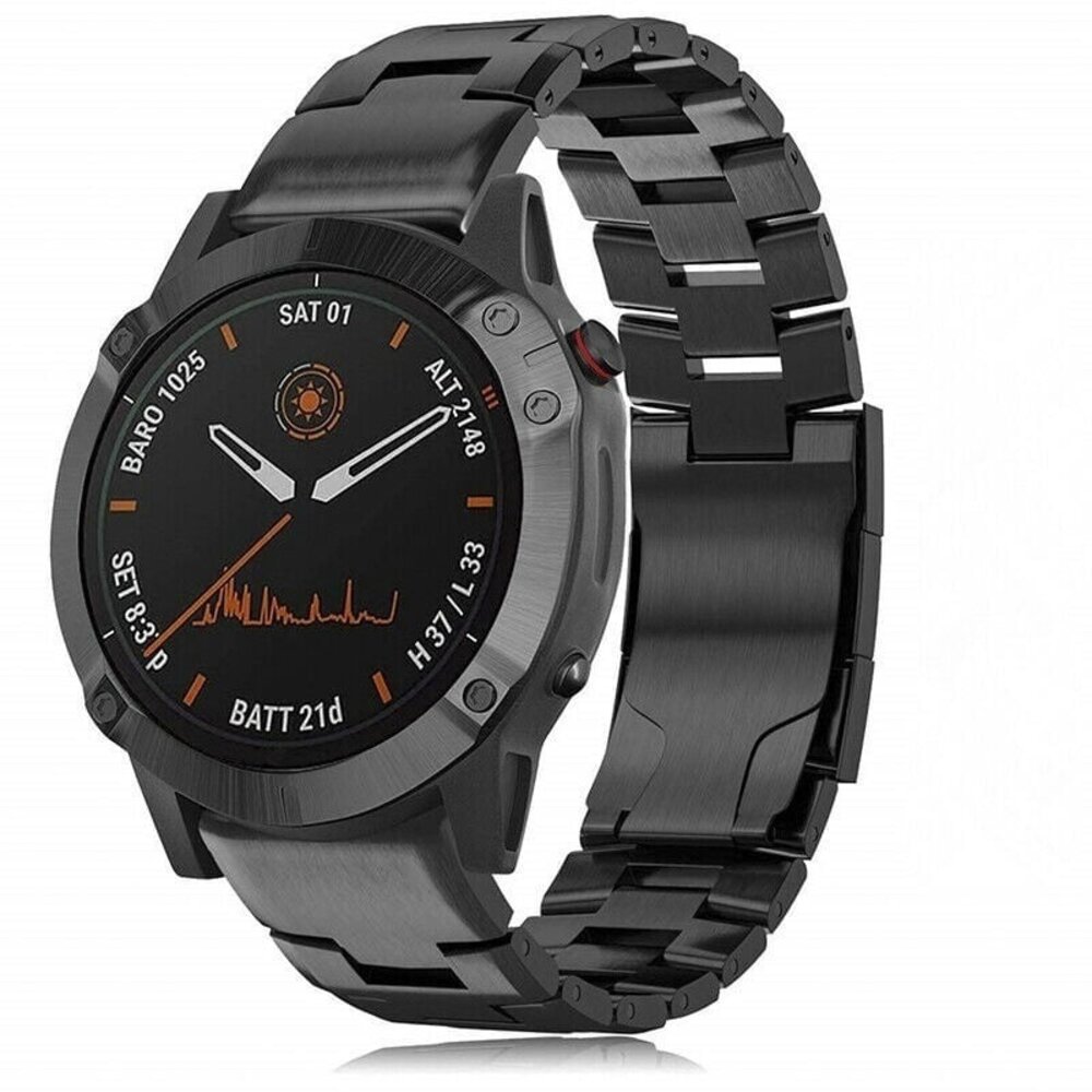 Strap-it® Strap-it Garmin Tactix 8 - 47mm titanium bandje (zwart)