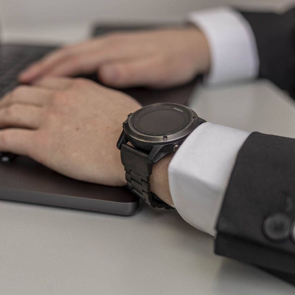 Bandz Bandz Garmin Tactix 7 stalen band 'Classic' (zwart)