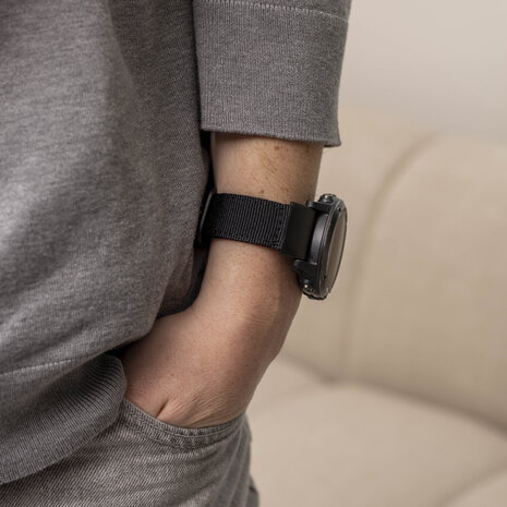 Strap-it® Strap-it Garmin Fenix 5x / 6x nylon gesp band (zwart)