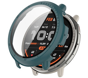 Strap-it® Amazfit Active 2 PC case met glas (groen)