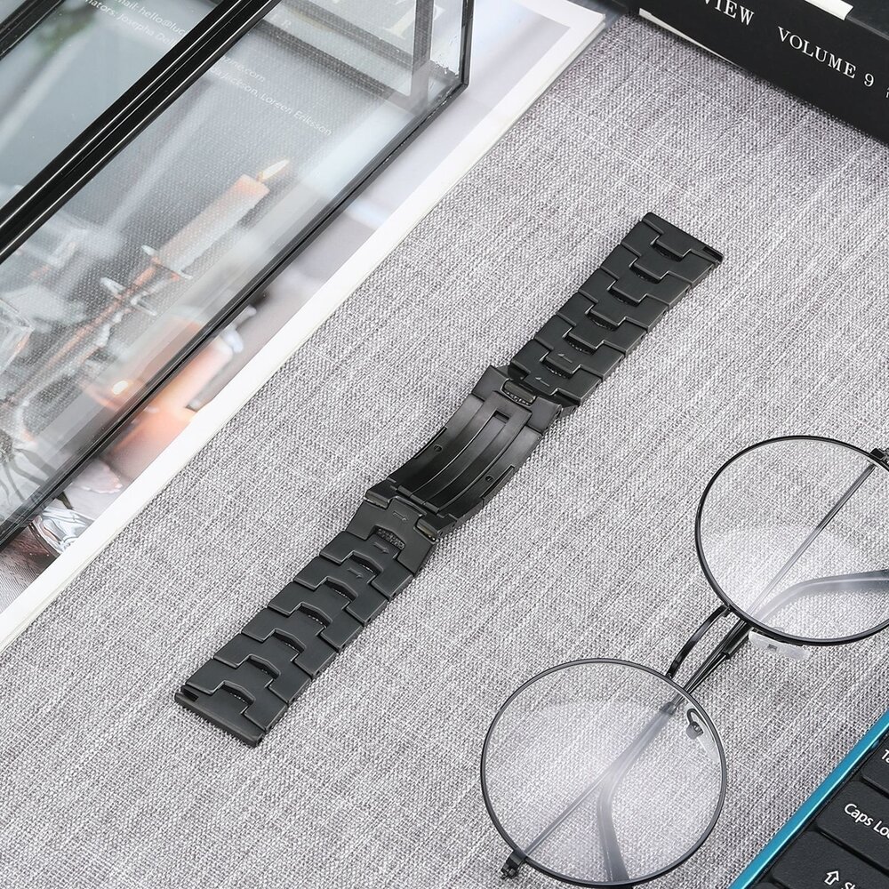 Strap-it® Strap-it Oppo Watch X2 titanium grain band (platte sluiting) (zwart)