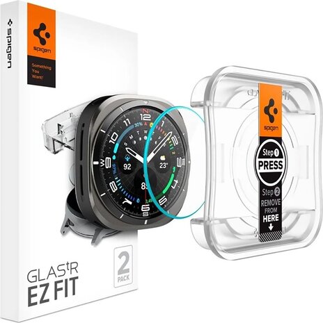 Spigen Spigen Samsung Galaxy Watch Ultra Tempered Glas met Montage 2 stuks Screenprotector (transparant)