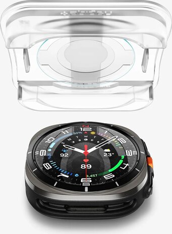 Spigen Spigen Samsung Galaxy Watch Ultra Tempered Glas met Montage 2 stuks Screenprotector (transparant)