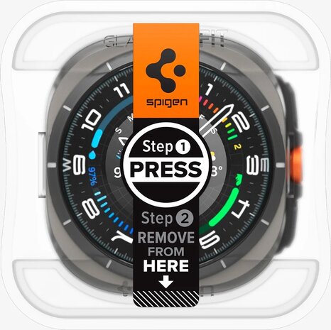Spigen Spigen Samsung Galaxy Watch Ultra Tempered Glas met Montage 2 stuks Screenprotector (transparant)