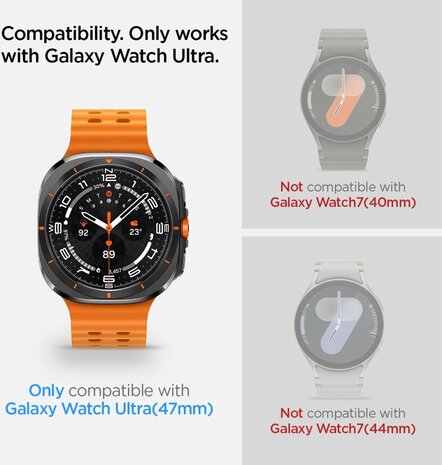 Spigen Spigen Samsung Galaxy Watch Ultra Tempered Glas met Montage 2 stuks Screenprotector (transparant)