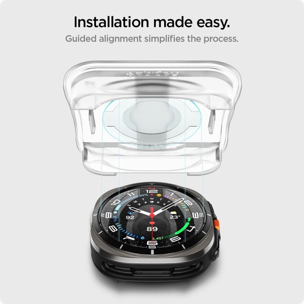 Spigen Spigen Samsung Galaxy Watch Ultra Tempered Glas met Montage 2 stuks Screenprotector (transparant)