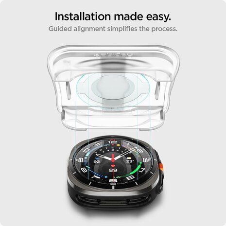 Spigen Spigen Samsung Galaxy Watch Ultra Tempered Glas met Montage 2 stuks Screenprotector (transparant)