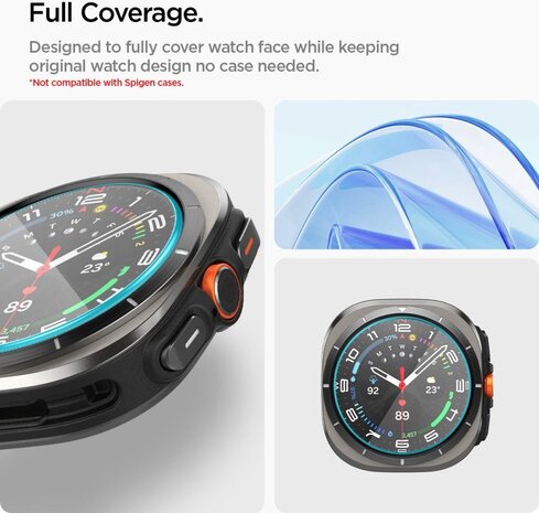 Spigen Spigen Samsung Galaxy Watch Ultra Tempered Glas met Montage 2 stuks Screenprotector (transparant)