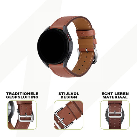 Bandz Bandz Samsung Gear Sport lederen band 'Deluxe' (bruin)