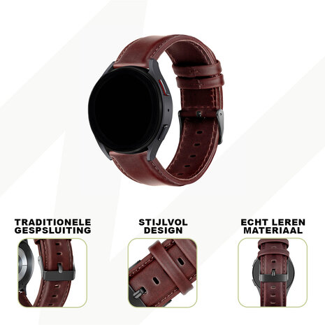 Bandz Bandz Huawei Watch GT 5 - 46mm lederen band 'Classic' (donkerbruin) Bandz Bandz Huawei Watch GT 5 - 46mm lederen band 'Classic' (donkerbruin)