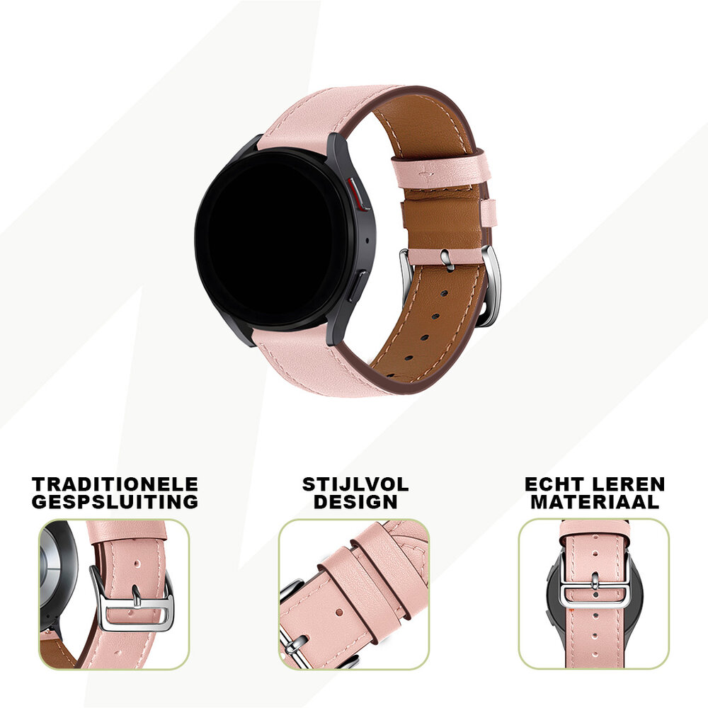 Bandz Bandz Amazfit Active 2 lederen band 'Deluxe' (roze)