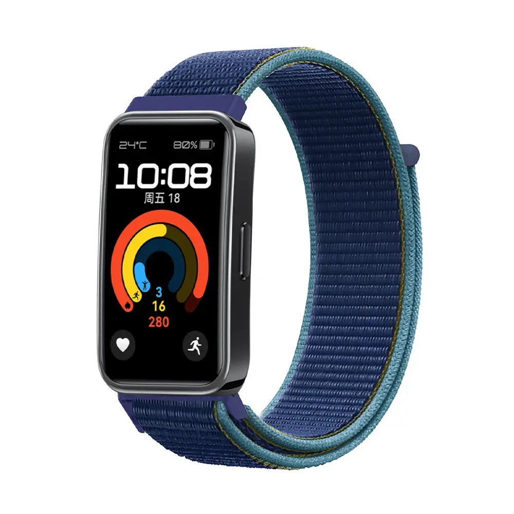 Strap-it® Strap-it Huawei Band 10 nylon bandje (donkerblauw)