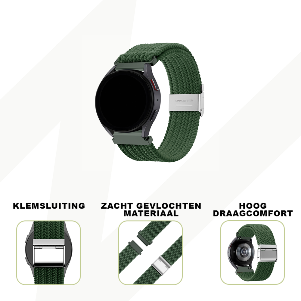 Bandz Bandz Huawei Watch GT 3 Pro 43mm gevlochten nylon band (olijfgroen)
