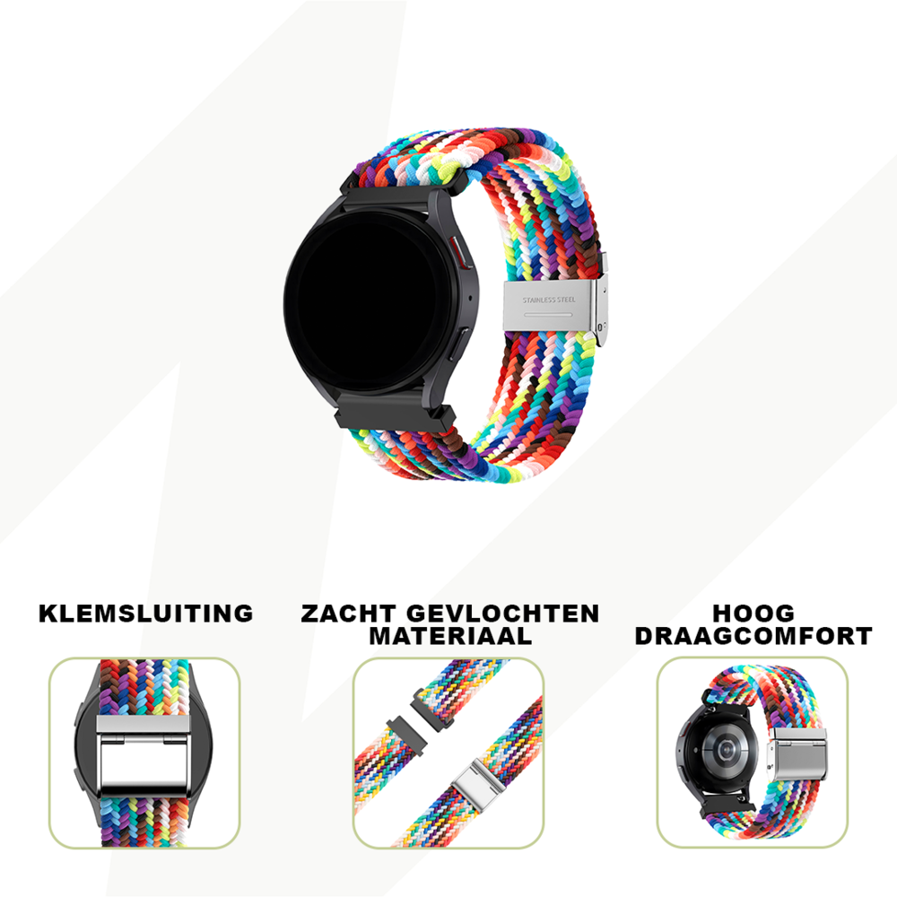 Bandz Bandz Huawei Watch GT 3 Pro 43mm gevlochten nylon band (regenboog) Bandz Bandz Huawei Watch GT 3 Pro 43mm gevlochten nylon band (regenboog)
