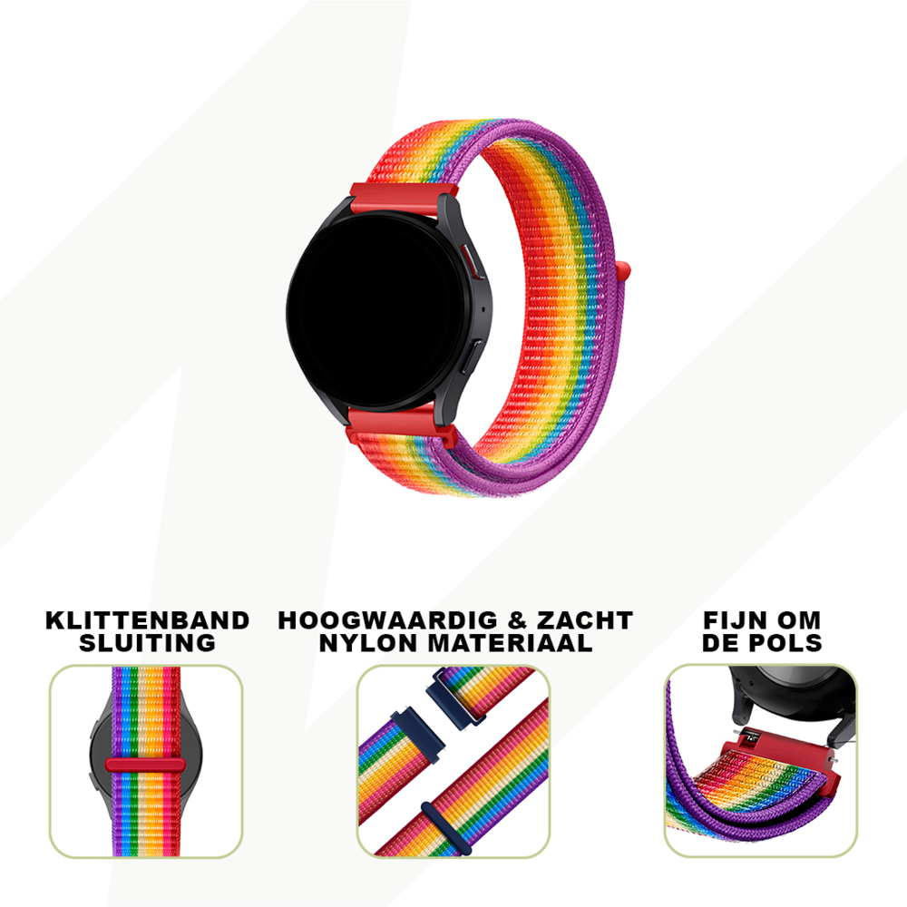 Bandz Bandz Huawei Watch GT 3 Pro 43mm nylon loop band (regenboog)