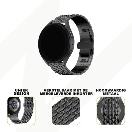 Bandz Bandz Redmi Watch 5 Active stalen band 'Dragon' (zwart) Bandz Bandz Redmi Watch 5 Active stalen band 'Dragon' (zwart)